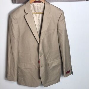 Renoir tan suit jacket, left & right inside pockets, Blazer size 38 R